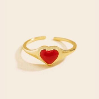 Bague coeur rouge 1