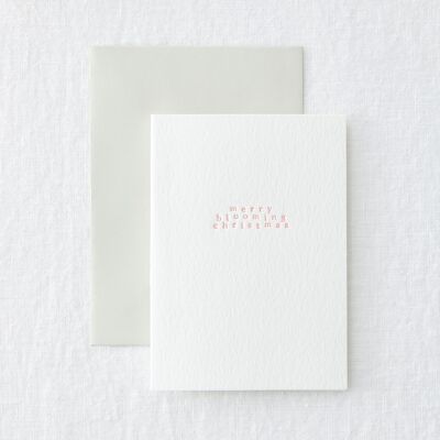 Merry Blooming Christmas - Letterpress Minimal Simple Christmas Greeting Card