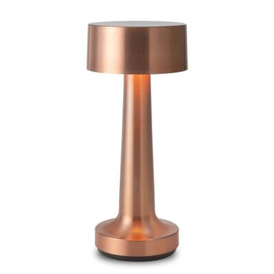 Lámpara de mesa minimalista portátil de oro rosa recargable con botón táctil