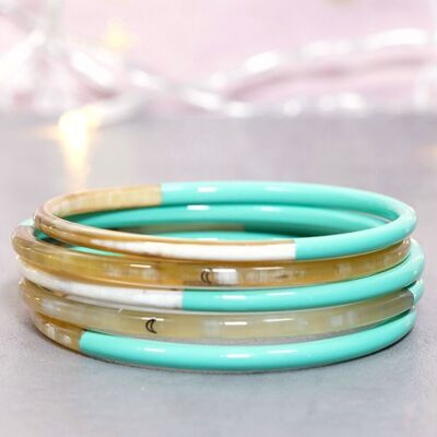 1 Pastel Water Green Moon Bracelet N°17 - 3 mm