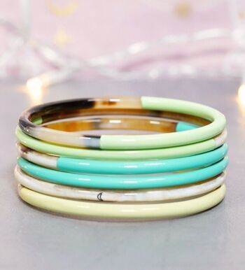 1 Bracelet Lune Vert d'eau Pastel N°17 - 3 mm 4