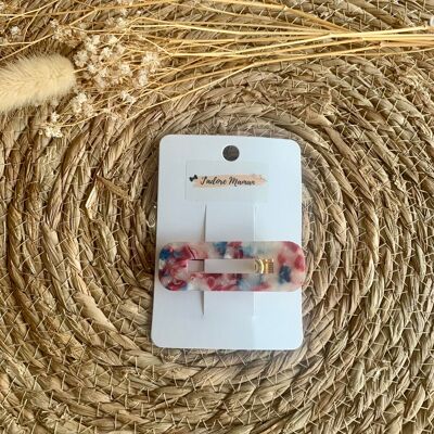 Rounded rectangular multicolored resin barrette