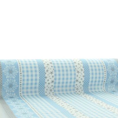 Christmas table runner Calypso Stripes in silver-blue made of Linclass® Airlaid 40cm x 24 m, 1 piece