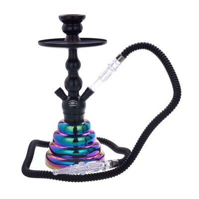 Shisha Fez in Alluminio - Narghilè - Narghilè Arcobaleno Colori 35 cm - Vaso in Vetro -