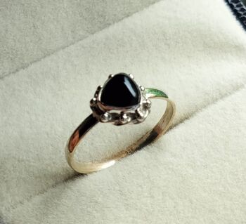 Bague faite à la main en argent sterling 925 avec onyx noir naturel et coupe trillion 5