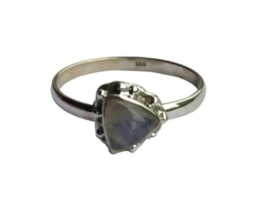 925 Sterling Silver Natural Rainbow Moonstone Trillion Cut Handmade Ring