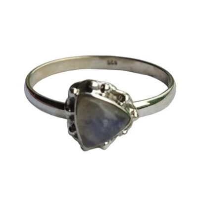 925 Sterling Silver Natural Rainbow Moonstone Trillion Cut Handmade Ring