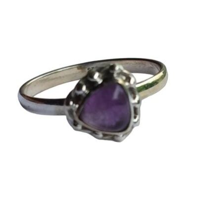 925 Sterling Silver Natural Purple Amethyst Trillion Cut Handmade Ring