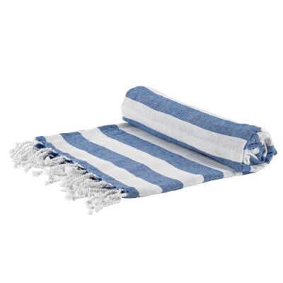 Nicola Spring Serviette de plage en coton turc 170 x 90 cm - Rayure bleue