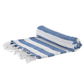 Nicola Spring Serviette de plage en coton turc 170 x 90 cm - Rayure bleue 1