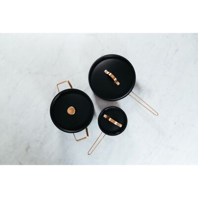 ARVET 1 – Set, 3 pans in matt black + brass