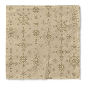 Serviette de table de Noël Brigitte en or sable en tissu 33 x 33 cm, 3 plis, 100 pièces 1