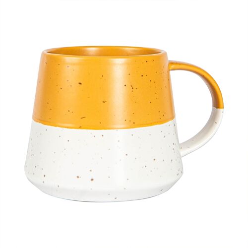 Nicola Spring Ceramic Dipped Flecked Belly Coffee Mug - 370ml - Mustard