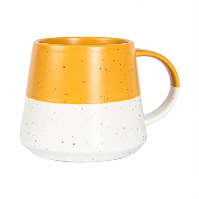 Taza de café con vientre moteado bañada en cerámica de Nicola Spring - 370 ml - Mostaza