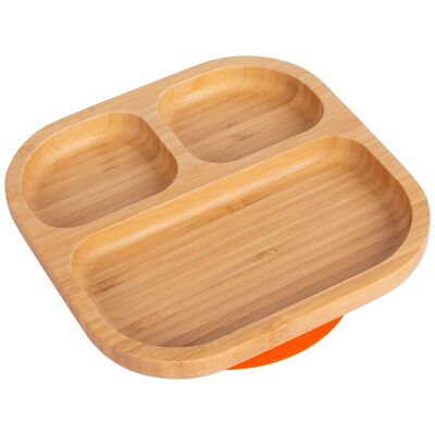 Tiny Dining Plato llano de bambú para niños con ventosa - Naranja