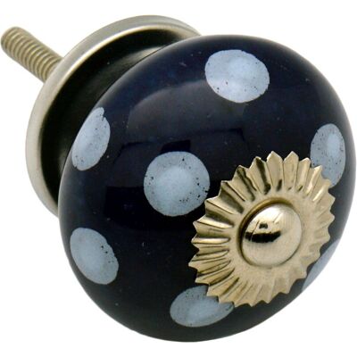 Pomo y tirador de puerta de cerámica con lunares Nicola Spring - Azul oscuro y claro