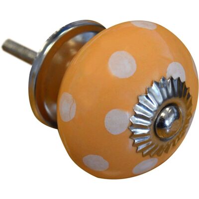 Nicola Spring Ceramic Polka Dot Door Knob and Handle - Orange and White