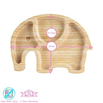 Assiette éléphant en bambou pour enfant Tiny Dining avec ventouse - Jaune 5