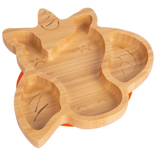 Tiny Dining Children's Bamboo Unicorn Plate with Suction Cup - Orange