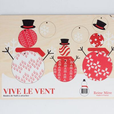 Vive le Vent (hergestellt in Frankreich) – Weihnachtskugeln aus Birkenholz