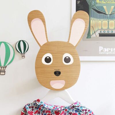 Lapin Au Mur (made in France) - Patère en bois de chêne