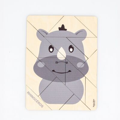 Puzzle Rhinoceros (Made in France) in birch wood