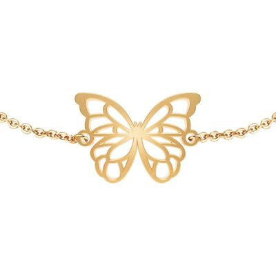 Fauna Butterfly Animal Bracelet Gold or Silver Finish with Black Chain or Cord for Women, Men or Children, Resistant and Adjustable Made in France