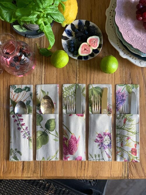 Cutlery Holder, Poly-cotton Mix, Printed | Botanico