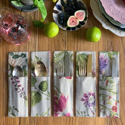 Cutlery Holder, Poly-cotton Mix, Printed | Botanico