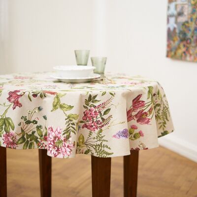 Round Floral Tablecloth, Poly-Cotton Mix, Printed | Botanico