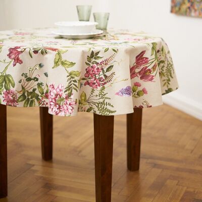 Round Floral Tablecloth, Poly-Cotton Mix, Printed | Botanico