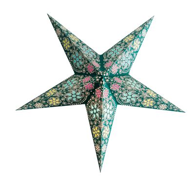 Linterna de estrella de papel - Verde azulado de fuegos artificiales