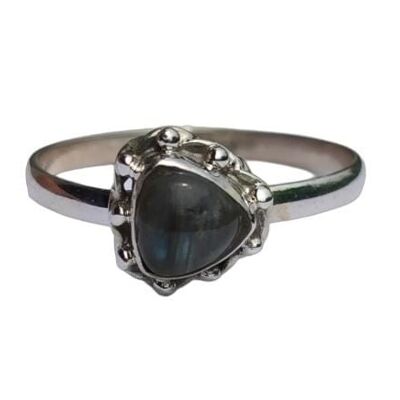 Hermoso anillo hecho a mano de plata de ley 925 con piedra labradorita natural