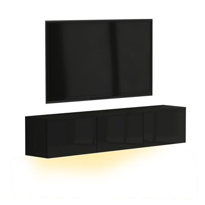 TV lowboard Alston black high gloss LED lighting