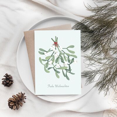 Christmas card "Mistletoe" folding card with envelope A6 card Christmas post