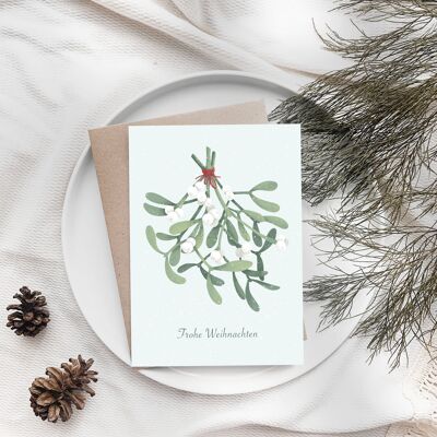 Weihnachtskarte "Mistelzweig" Klappkarte mit Umschlag A6 Karte Weihnachten Weihnachtspost