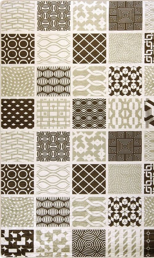 MANI TEXTILE - Tapis Carreaux de ciment Marron