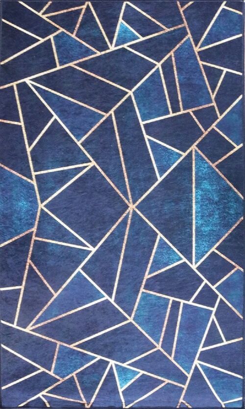 MANI TEXTILE - Tapis Grafic - Bleu doré