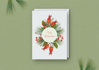 Carte de Noël « Rose musquée » carte pliante avec enveloppe A6 Carte de vœux de Noël Noël 2