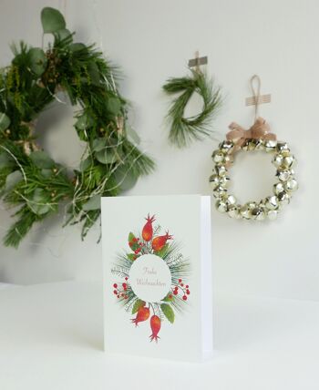 Carte de Noël « Rose musquée » carte pliante avec enveloppe A6 Carte de vœux de Noël Noël 4