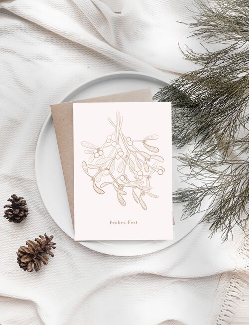 Weihnachtskarte "Mistelzweig" Klappkarte mit Umschlag Weihnachtsgrüße