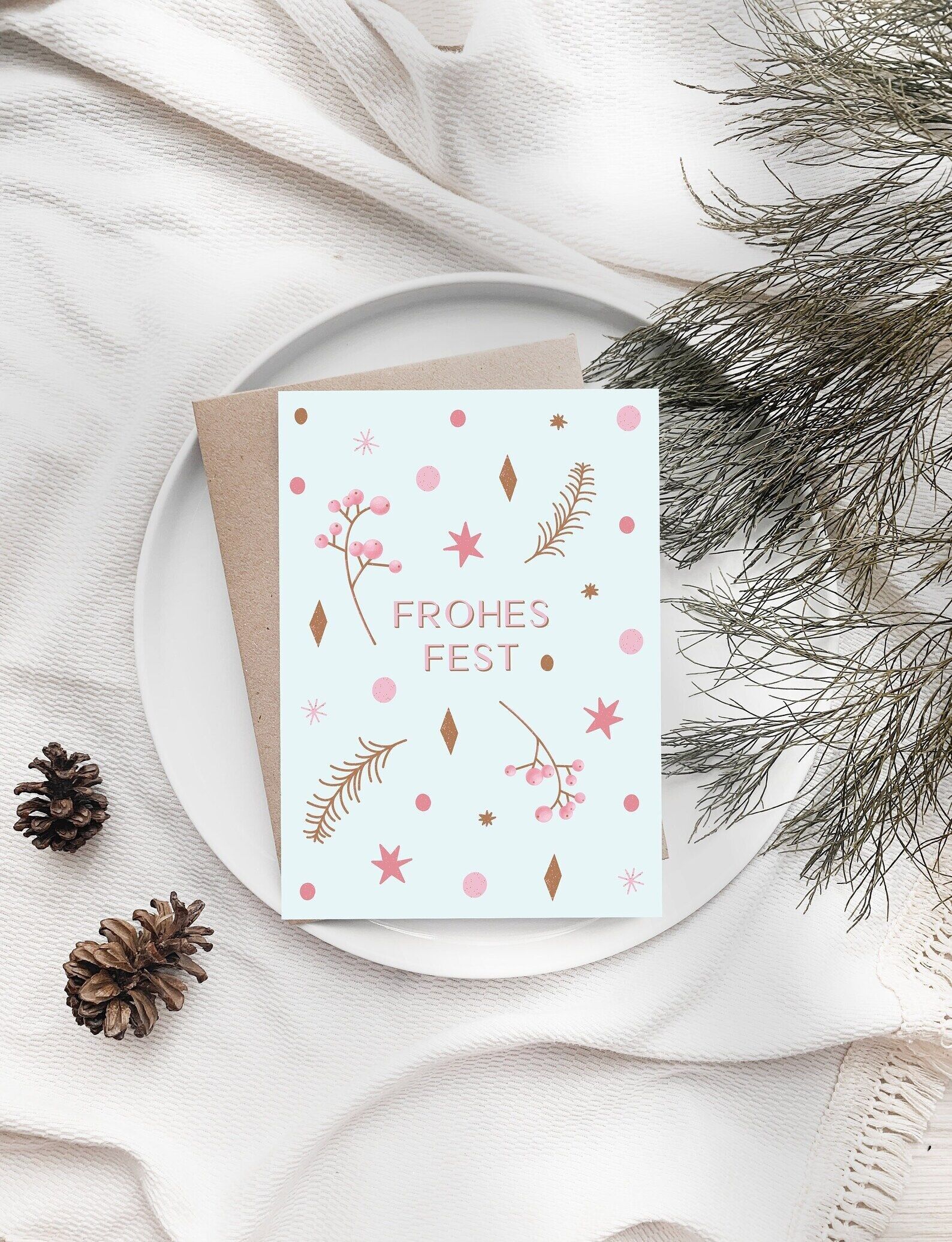 Biglietto di Natale "Stelle e diamanti" Biglietto pieghevole A6 con busta di auguri di Natale