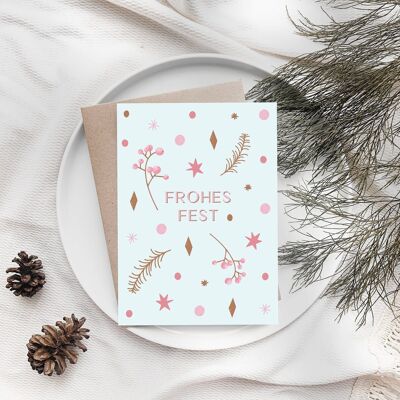 Tarjeta de Navidad "Estrellas y diamantes" tarjeta plegable A6 con sobre felicitaciones navideñas
