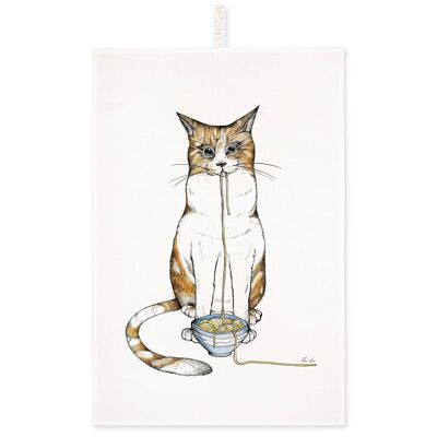 Paño de cocina [Medio lino] Ramen Cat | toallas de cocina