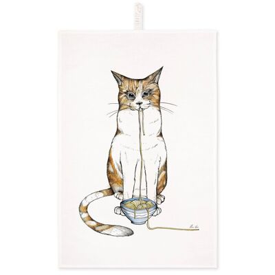 Tea Towel [Half Linen] Ramen Cat | kitchen towels