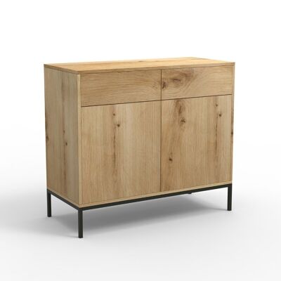 Chest of 2 Doors 2 Drawers Oak Decor - L90 x H80 cm