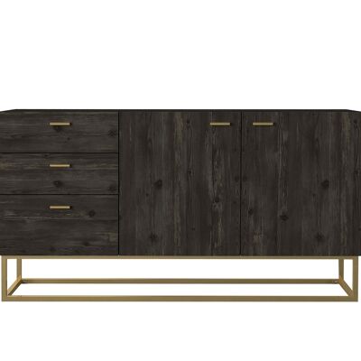 Sideboard Theodora Rebab 2 doors 3 drawers gold with metal feet