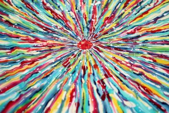 Écharpe en soie abstraite colorée peinte à la main dans une boîte cadeau - unique 5