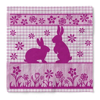 Napkin Joni-Rabbits in berry made of tissue 33 x 33 cm, 3-ply, 100 pieces