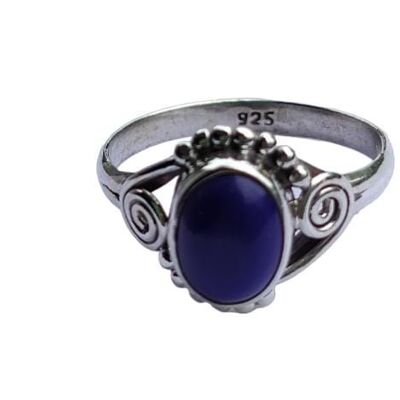 Hermoso anillo de plata hecho a mano con piedras preciosas de lapislázuli 925